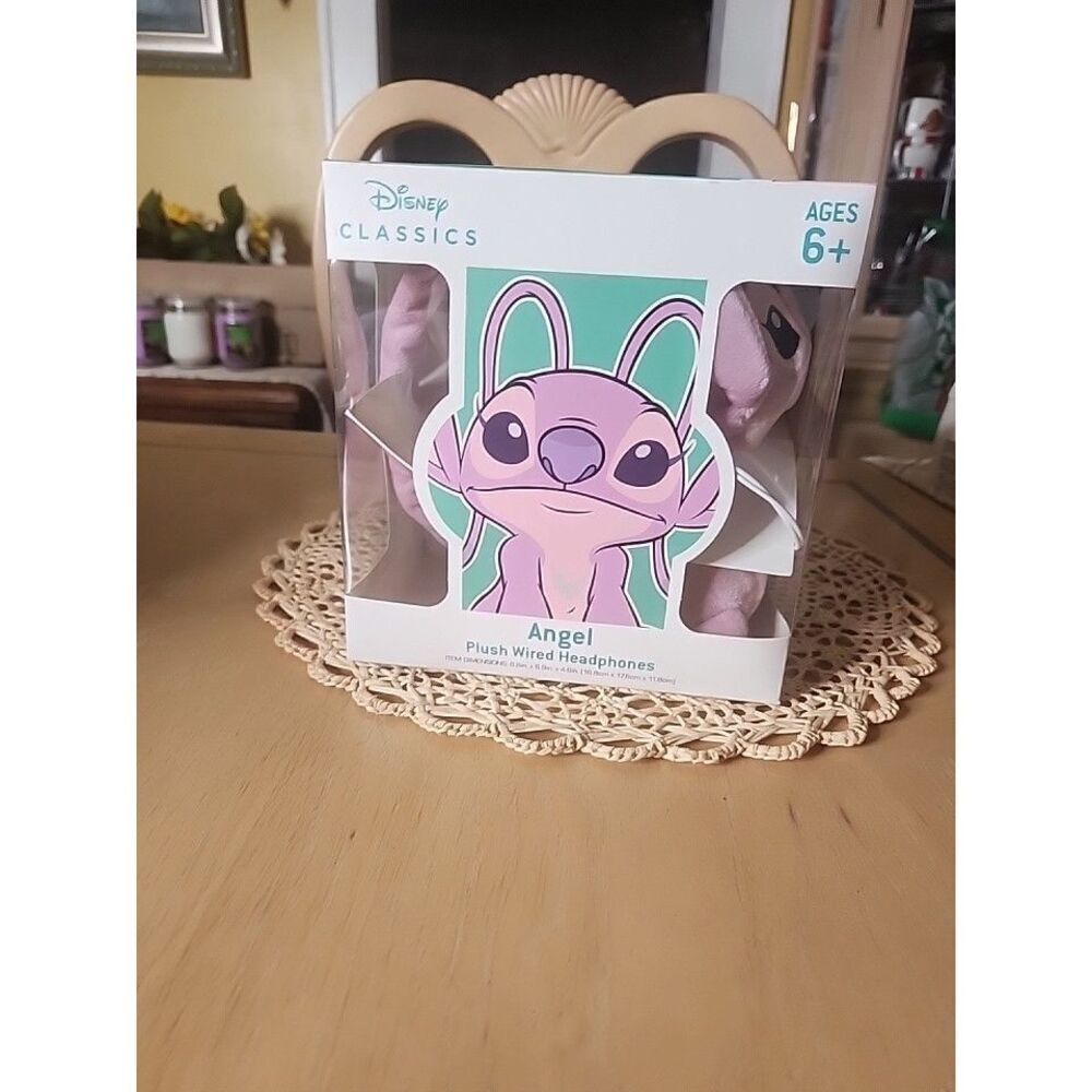 Disney Lilo and Stitch Angel Plush Wired Headphones Kids Girls Pink And Purple